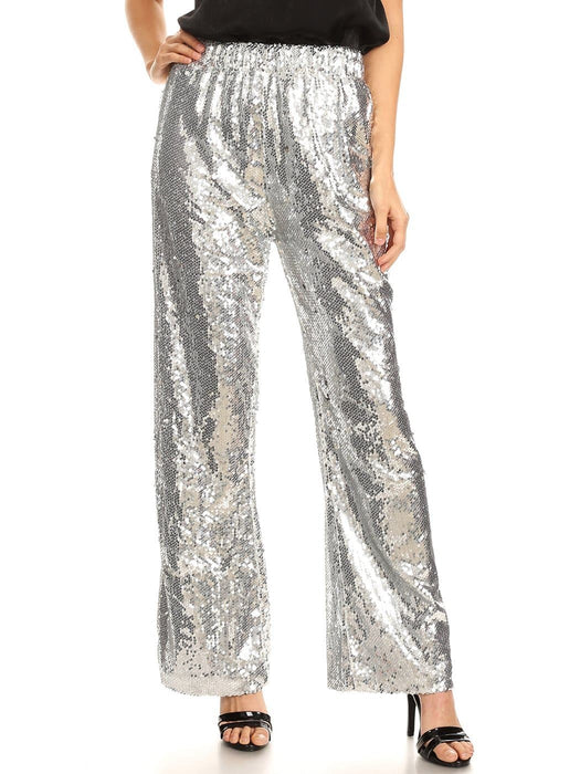 Sparkly Sequin Flare Wide Leg Pants by Anna-Kaci