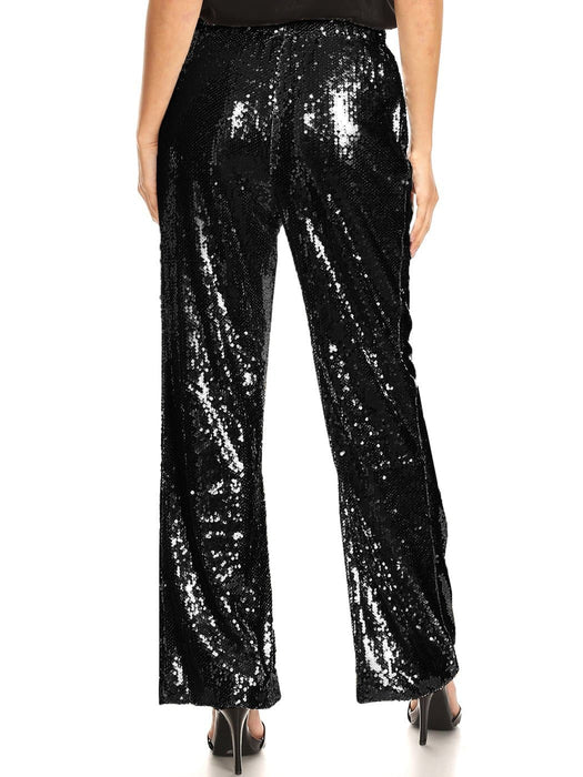 Sparkly Sequin Flare Wide Leg Pants by Anna-Kaci