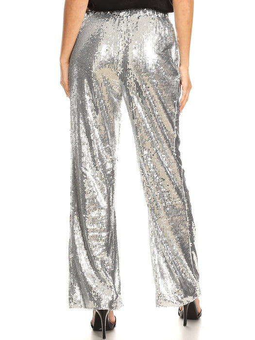 Sparkly Sequin Flare Wide Leg Pants by Anna-Kaci