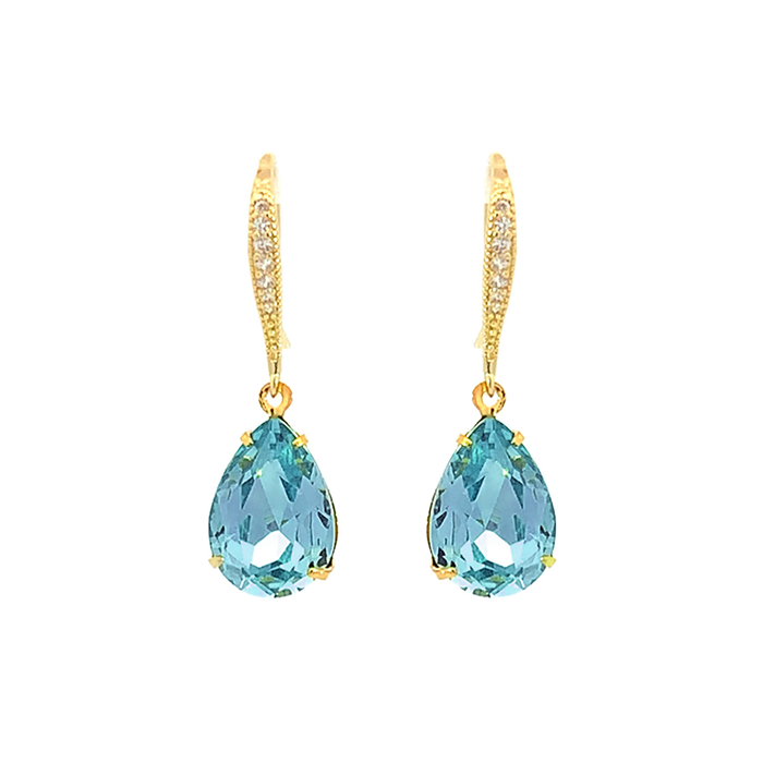 Aquamarine Crystal Teardrop Earrings