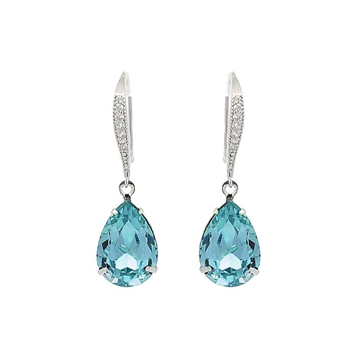 Aquamarine Crystal Teardrop Earrings