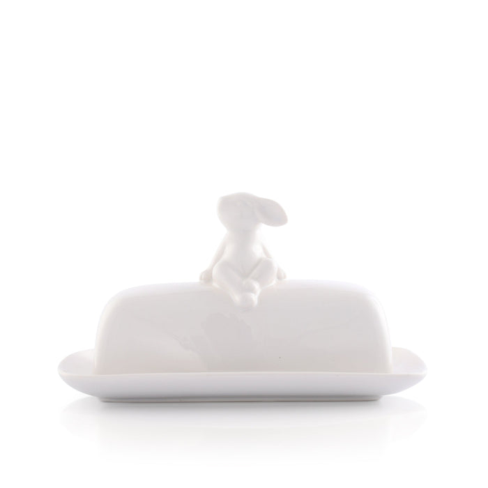 Porcelain Sitting Bunny Butter Dish