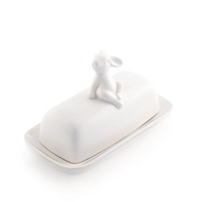 Porcelain Sitting Bunny Butter Dish