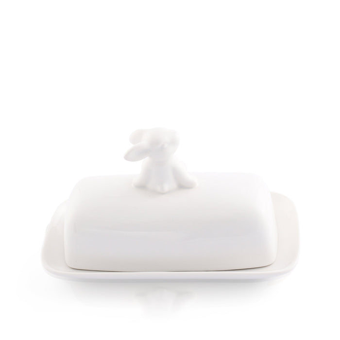 Porcelain Sitting Bunny Butter Dish