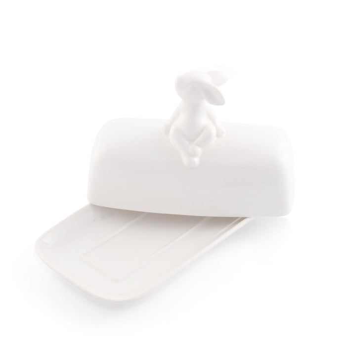 Porcelain Sitting Bunny Butter Dish