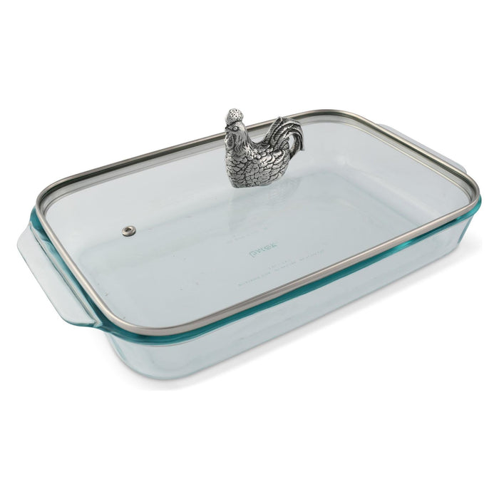 Rooster Lid with Pyrex 3 quart Baking Dish