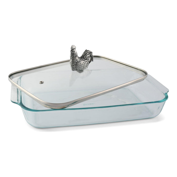 Rooster Lid with Pyrex 3 quart Baking Dish