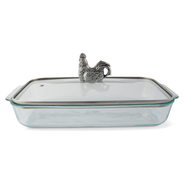 Rooster Lid with Pyrex 3 quart Baking Dish