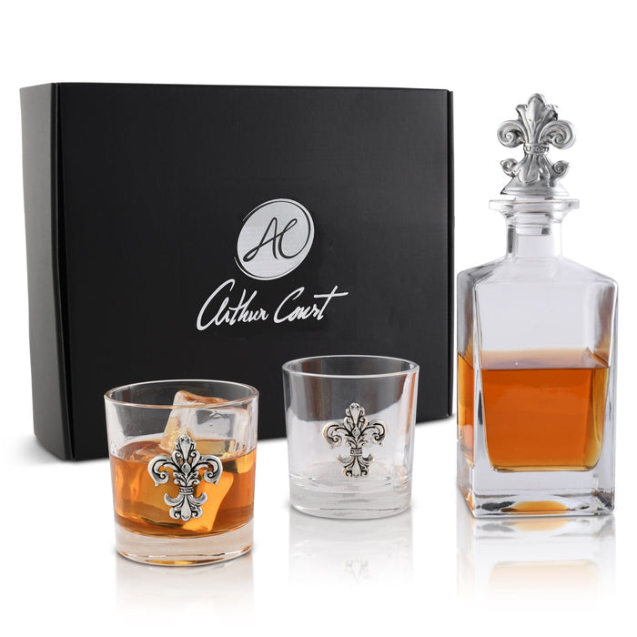 Fleur-de-lis Decanter Set with Glasses