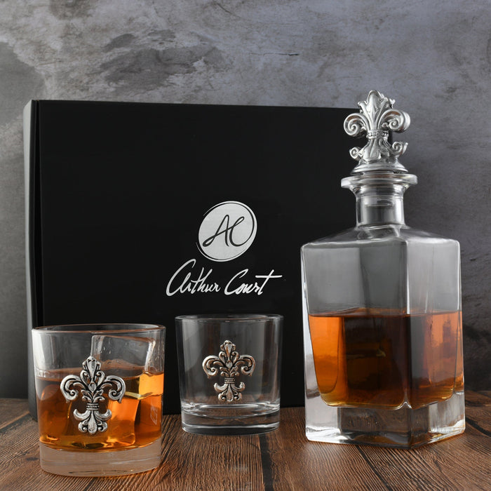 Fleur-de-lis Decanter Set with Glasses