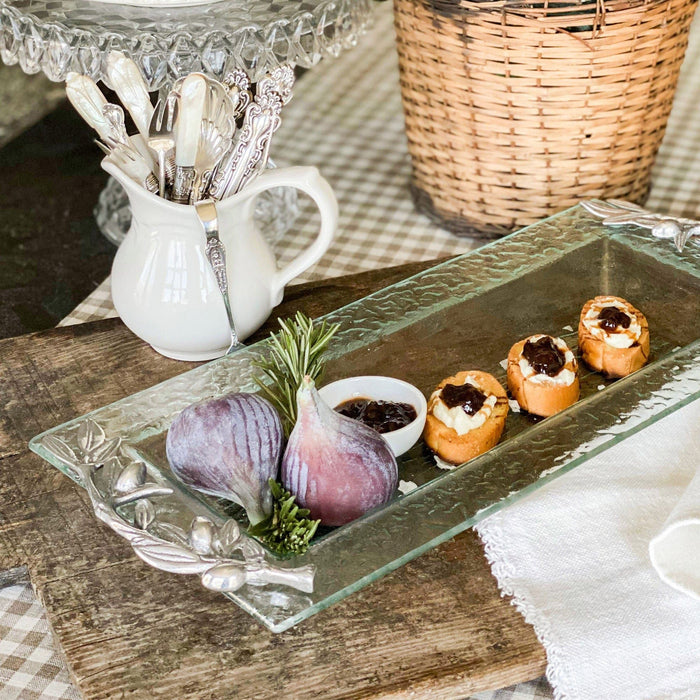 Olive Oblong Glass Serving Tray