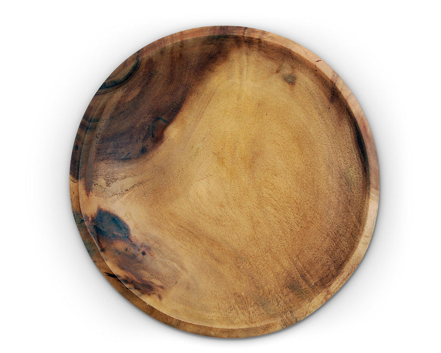 Round Acacia Wood Salad Bowl