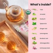 Gardenika Shop Immune Defense Loose Tea, Daily Wellness Support - Ayurvedic Blend with Echinacea & Ashwagandha - Herbal & Caffeine Free - Organic & Kosher Loose Leaf Tea