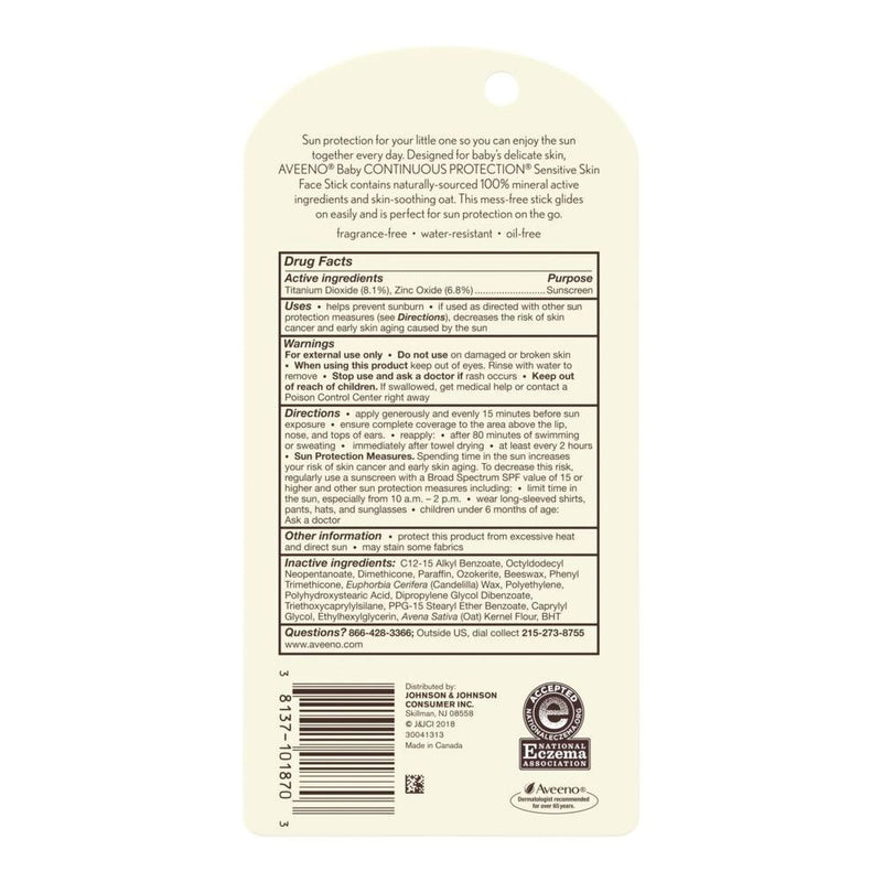 Aveeno Aveeno Baby Natural Protection Sunblock Stick SPF 50+ (0.5 oz.) Baby Sunscreen