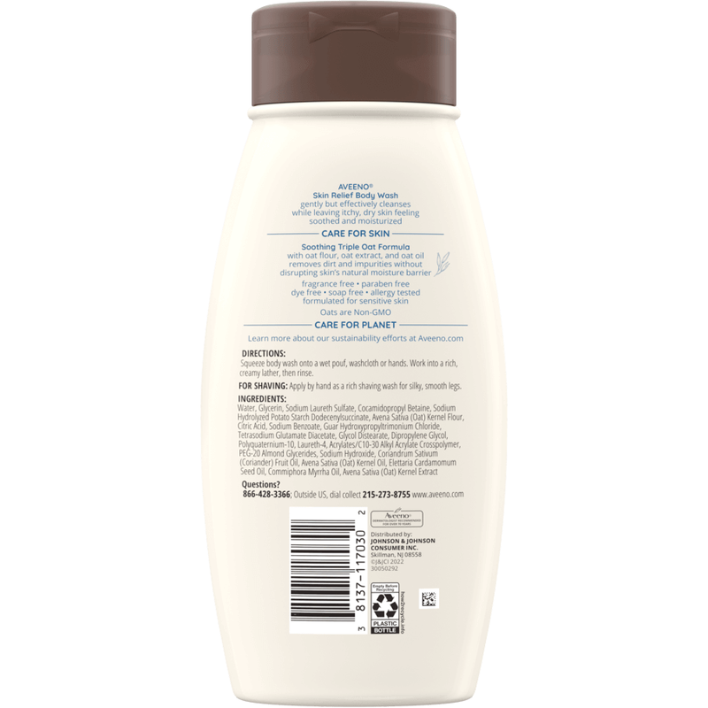Aveeno Aveeno Active Naturals Body Wash, Skin Relief, Fragrance Free - 18 fl oz Body Wash