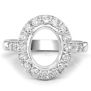 Bids.com 0.60 Carat Genuine White Diamond 14K White Gold Semi Mount Ring - holds 10x8mm Oval Gemstone Rings