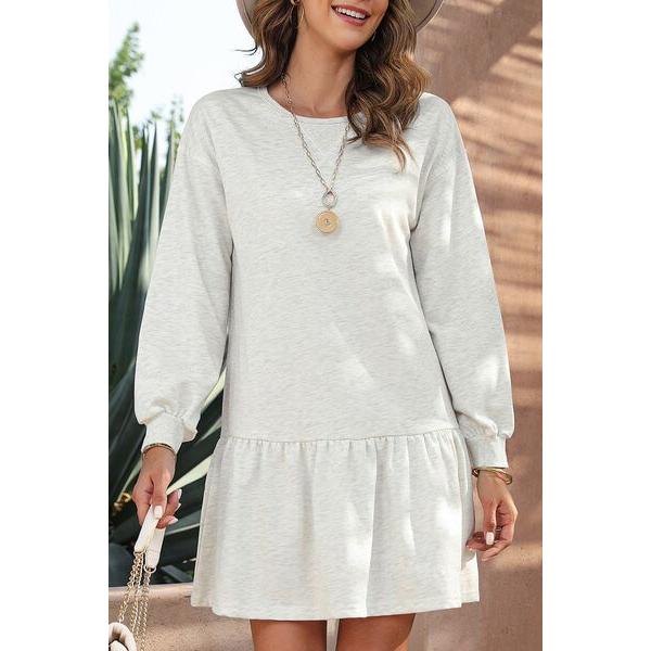 Round Neck Dropped Shoulder Mini Dress