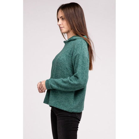 Hooded Brushed Melange Hacci Sweater