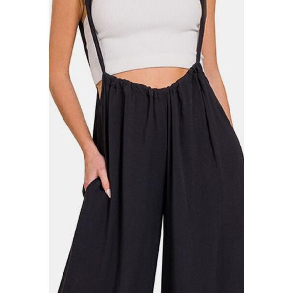 Zenana Tie Back Suspender Jumpsuit with Pockets