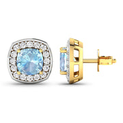 Bids.com 1.95 Carat Genuine Aquamarine and White Diamond 14K Yellow Gold Earrings Earrings