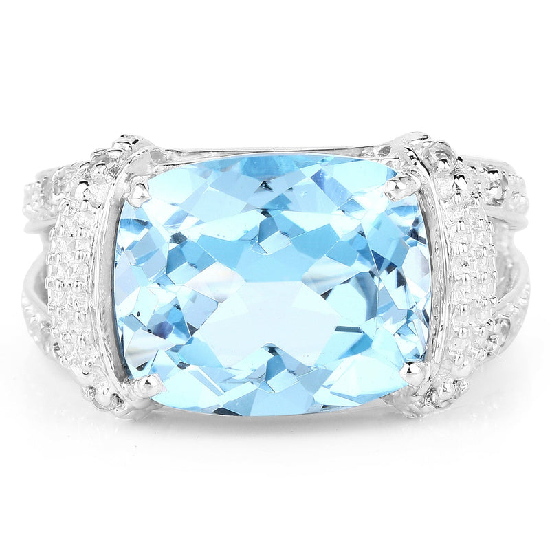 Bids.com 4.78 Carat Genuine Blue Topaz and White Topaz .925 Sterling Silver Ring Rings
