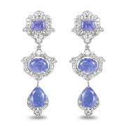 Bids.com 7.73 Carat Genuine Tanzanite and White Topaz .925 Sterling Silver Earrings Earrings