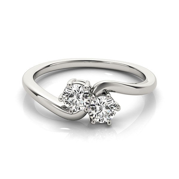 Bids.com Solitaire Two Stone Diamond Ring in 14k White Gold (1/2 cttw) Rings