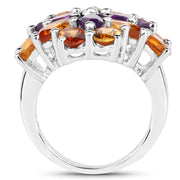 Bids.com 7.96 Carat Genuine Amethyst & Madeira Citrine .925 Sterling Silver Ring Rings