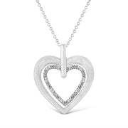 Bids.com .925 Sterling Silver Prong-Set Diamond Accent Double Heart 18" Pendant Necklace (I-J Color, I1-I2 Clarity) Necklaces