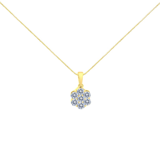 Bids.com 14K Yellow Gold 1.00 Cttw Brilliant Round-Cut Diamond 7 Stone Floral Cluster 18" Pendant Necklace (H-I Color, SI2-I1 Clarity) Necklaces