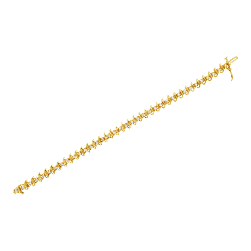 Bids.com 10KT Yellow Gold Plated .925 Sterling Silver 1 cttw Prong-Set Diamond Link Bracelet (J-K, I1-I2) - 7.5" Bracelets