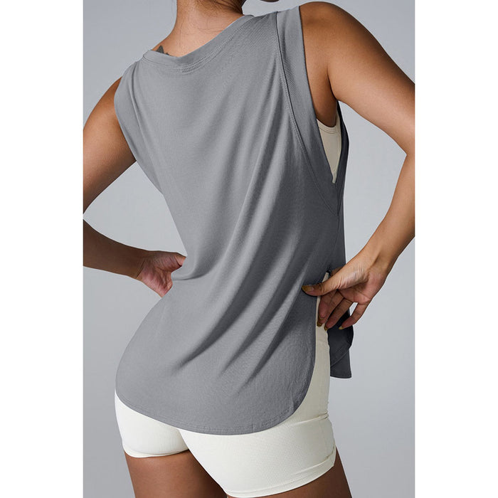 Slit Round Neck Active Tank