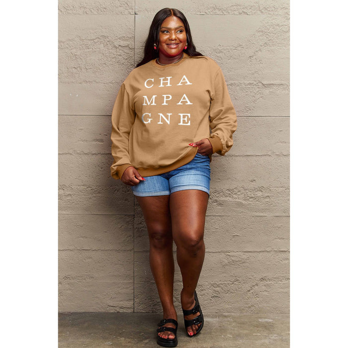 Simply Love CHAMPAGNE Graphic Long Sleeve Sweatshirt