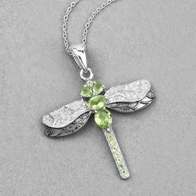 Bids.com 1.98 Carat Genuine Peridot and White Topaz .925 Sterling Silver Pendant Pendants