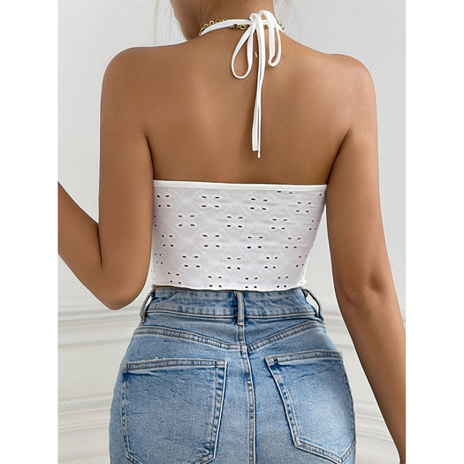 Eyelet Halter Neck Cami