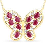 Bids.com 2.36 Carat Genuine Ruby and White Zircon .925 Sterling Silver Necklace Necklaces