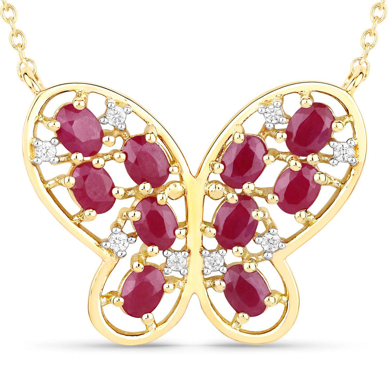 Bids.com 2.36 Carat Genuine Ruby and White Zircon .925 Sterling Silver Necklace Necklaces