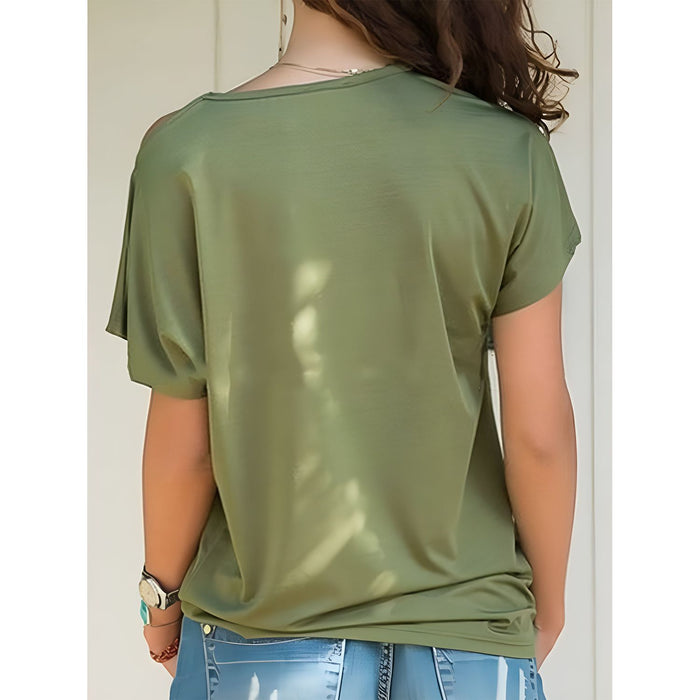 Asymmetrical Neck Short Sleeve T-Shirt