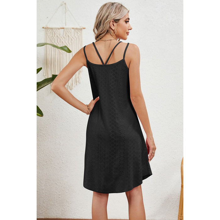 Eyelet Scoop Neck Double Strap Dress