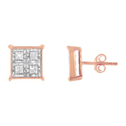 Bids.com Rose Gold Plated Sterling Silver Diamond Composite Stud Earrings (3/4 cttw, J-K Color, I1-I2 Clarity) Earrings