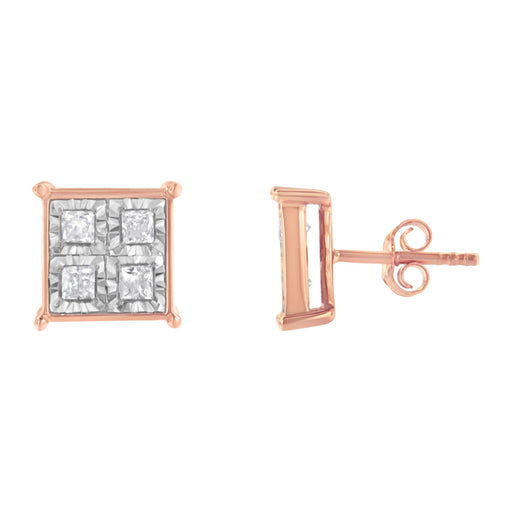 Bids.com Rose Gold Plated Sterling Silver Diamond Composite Stud Earrings (3/4 cttw, J-K Color, I1-I2 Clarity) Earrings