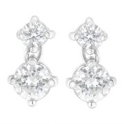 Bids.com 14K White Gold 1 cttw Double Diamond Stud Earrings (H-I Clarity, SI2-I1 Color) Earrings