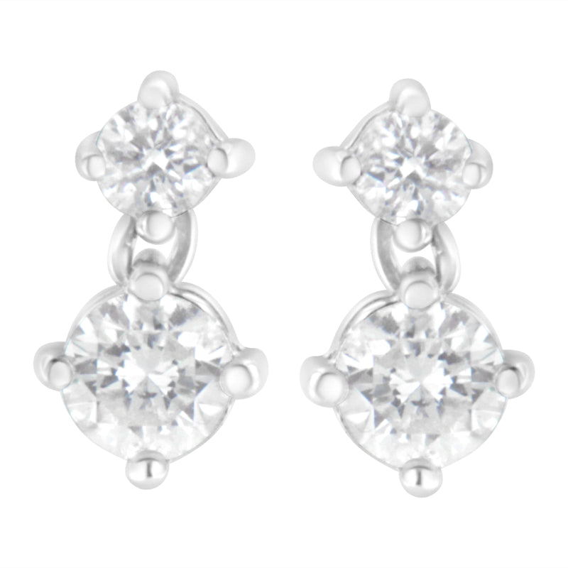 Bids.com 14K White Gold 1 cttw Double Diamond Stud Earrings (H-I Clarity, SI2-I1 Color) Earrings