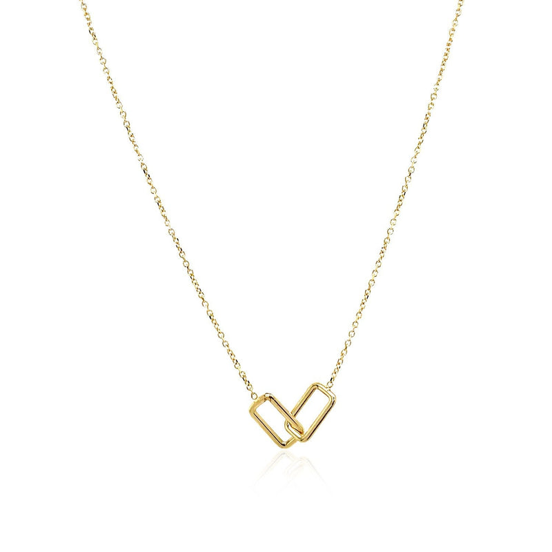 Bids.com 14k Yellow Gold Necklace with Interlocking Petite Rectangles Necklaces