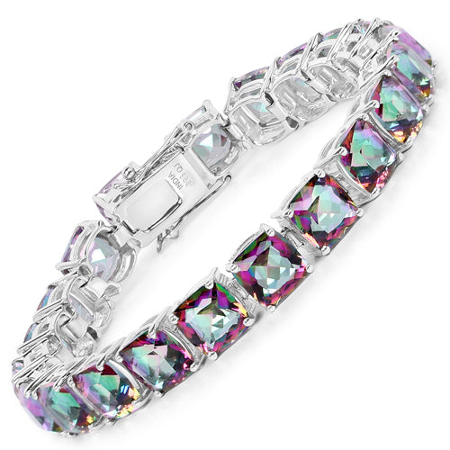 Bids.com 48.93 Carat Genuine Rainbow Quartz .925 Sterling Silver Bracelet Bracelets