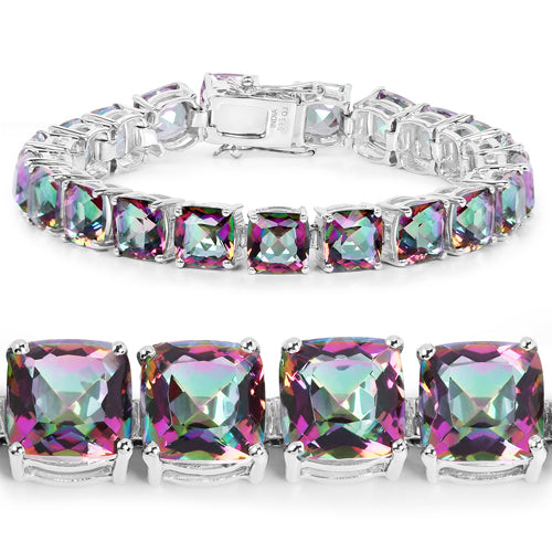 Bids.com 48.93 Carat Genuine Rainbow Quartz .925 Sterling Silver Bracelet Bracelets