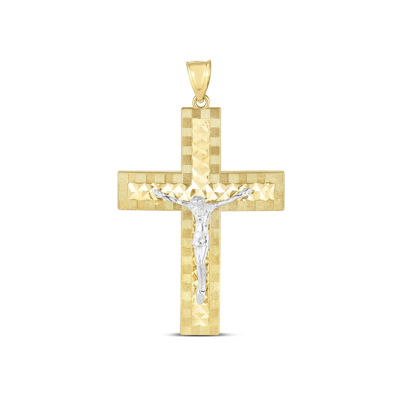 Bids.com 14k Two Tone Gold High Polish Diamond Cut Cross Pendant Pendants