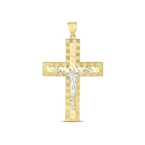 Bids.com 14k Two Tone Gold High Polish Diamond Cut Cross Pendant Pendants