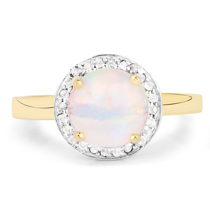 Bids.com 0.95 Carat Genuine Ethiopian Opal and White Topaz .925 Sterling Silver Ring Rings