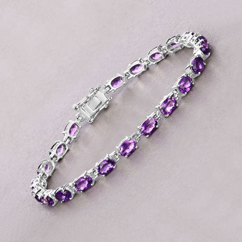 Bids.com 7.98 Carat Genuine Amethyst .925 Sterling Silver Bracelet Bracelets
